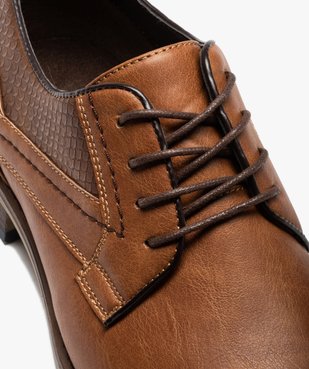 Derbies homme unis à empiècements texturés vue6 - GEMO(URBAIN) - GEMO