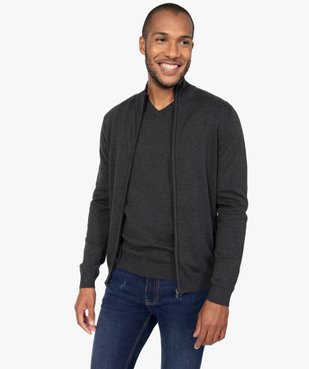 Gilet homme zippé à col camionneur 100% coton biologique vue1 - GEMO C4G HOMME - GEMO