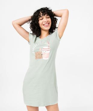 Chemise de nuit imprimée à manches courtes femme vue1 - GEMO 4G FEMME - GEMO