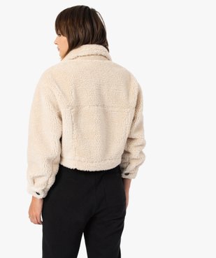 Blouson femme court en sherpa vue3 - GEMO(FEMME PAP) - GEMO