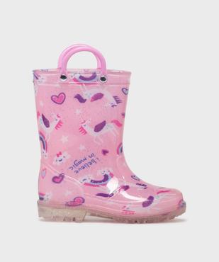 Bottes de pluie imperméables à motifs fantaisie, paillettes et semelle crantée fille - Lovely Wings vue1 - LOVELY WINGS - GEMO