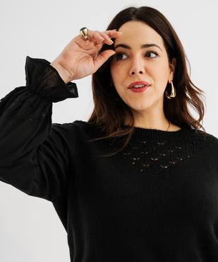 Pull avec manches en coton brodées femme grande taille vue2 - GEMO (G TAILLE) - GEMO