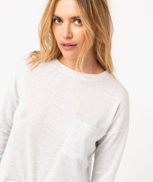 Haut de pyjama à manches longues en maille fine femme vue2 - GEMO(HOMWR FEM) - GEMO