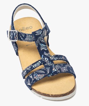Sandales fille en cuir à détails métallisés fermeture boucle vue5 - GEMO (ENFANT) - GEMO
