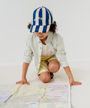 Casquette rayée avec message brodé garçon vue2 - GEMO 4G GARCON - GEMO