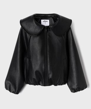 Veste courte à col Claudine en cuir imitation fille vue1 - GEMO (ENFANT) - GEMO
