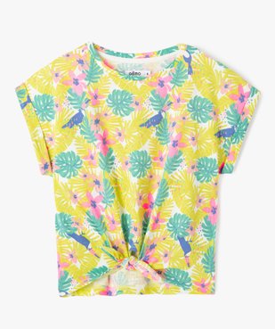 Tee-shirt à manches courtes avec bas noué fille vue1 - GEMO 4G FILLE - GEMO