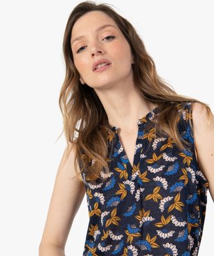 Débardeur femme à motifs fleuris et col froncé vue2 - GEMO C4G FEMME - GEMO