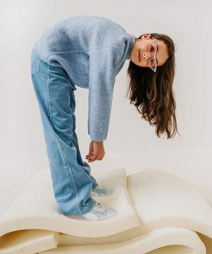 Pull loose en maille côtelée bicolore col cheminée fille vue6 - GEMO (JUNIOR) - GEMO