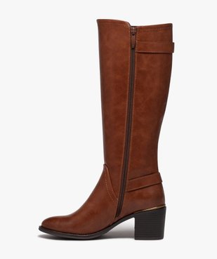 Bottes femme unies à talon carré avec liseré métallisé vue3 - GEMO(URBAIN) - GEMO