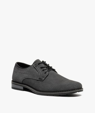 Derbies homme dessus cuir velours et couture débordante vue2 - GEMO(URBAIN) - GEMO