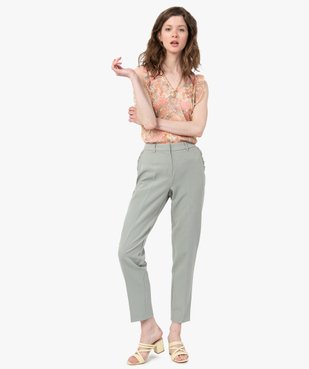 Pantalon femme en toile avec fausses poches à volant vue5 - GEMO(FEMME PAP) - GEMO