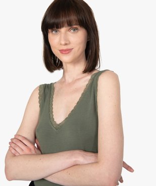 Débardeur femme avec décolleté en V en dentelle vue2 - GEMO C4G FEMME - GEMO