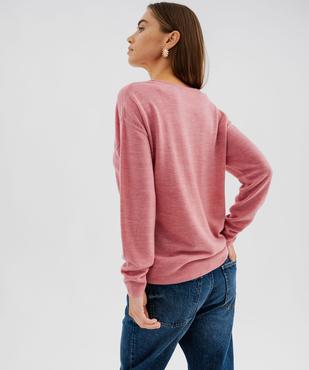 Pull col V en fine maille fluide femme vue3 - GEMO(FEMME PAP) - GEMO