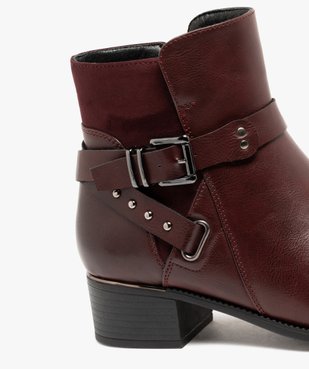 Boots femme à petit talon et bout amande avec brides fantaisie  vue7 - GEMO (CASUAL) - GEMO