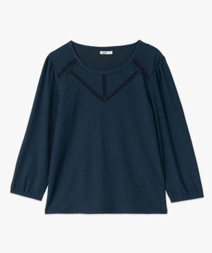 Tee-shirt femme à manches longues en maille texturée vue4 - GEMO(FEMME PAP) - GEMO