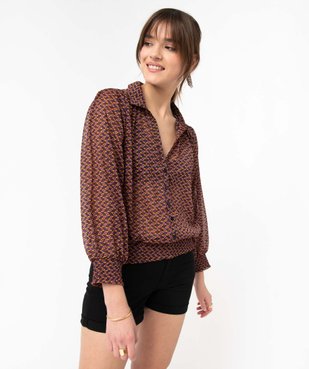 Blouse femme à motifs et rayures scintillantes vue1 - GEMO 4G FEMME - GEMO