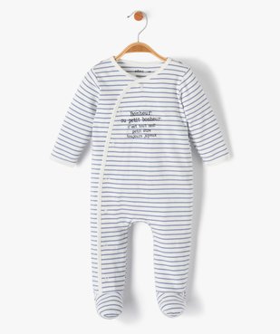 Pyjama bébé en jersey rayé avec message vue1 - GEMO(BB COUCHE) - GEMO