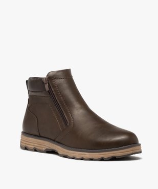 Boots homme confort unies à double zip et semelle crantée vue3 - G'FLEX - GEMO