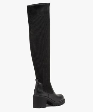 Bottes femme unies avec col montant élastique et à talon large dessus uni vue4 - GEMO(URBAIN) - GEMO