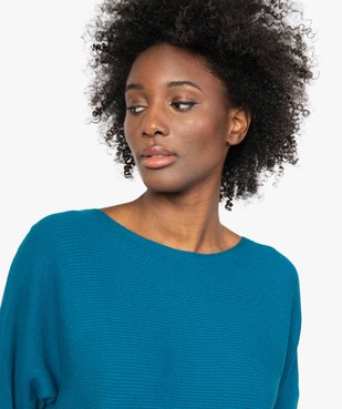 Pull femme en maille côtelée à manches chauve-souris vue2 - GEMO(FEMME PAP) - GEMO