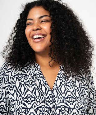 Blouse imprimée à manches 3/4 femme grande taille vue2 - GEMO 4G GT - GEMO