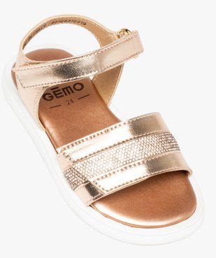 Sandales fille brides ajustables métallisées et à strass vue5 - GEMO (ENFANT) - GEMO