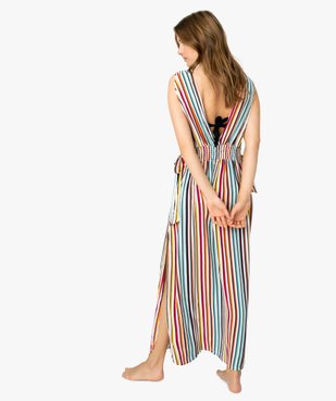 Robe femme longue spécial plage avec décolleté en V vue3 - GEMO (PLAGE) - GEMO