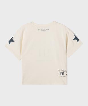 Tee-shirt manches courtes coupe oversize avec inscription fille vue3 - GEMO 4G FILLE - GEMO