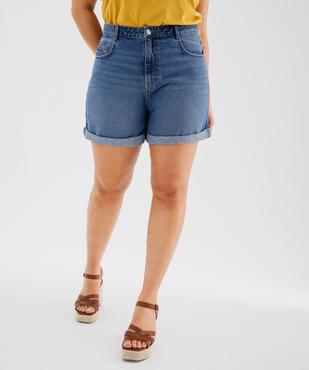 Short en jean coupe mom à revers femme grande taille vue1 - GEMO (G TAILLE) - GEMO