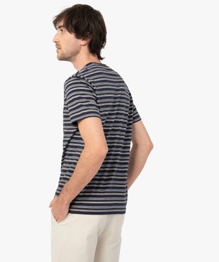 Tee-shirt homme à manches courtes et rayures multicolores vue3 - GEMO (HOMME) - GEMO