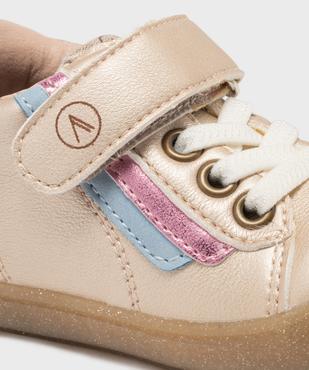 Chaussures premiers pas à semelle intérieure cuir et fermeture scratch bébé fille - Alma vue6 - ALMA - GEMO