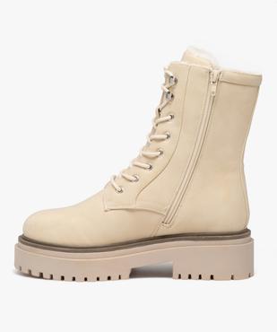 Boots fourrées femme dessus uni en suédine et à talon large  vue3 - GEMO (CASUAL) - GEMO