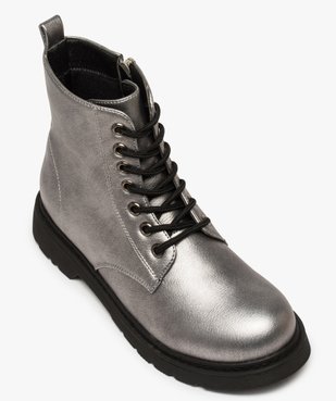 Bottines femme zippées à talon plat unies avec lacets vue5 - GEMO (CASUAL) - GEMO