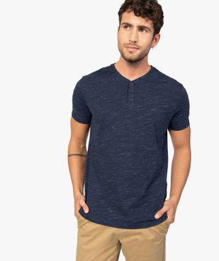 Tee-shirt homme col tunisien 100% coton biologique vue2 - GEMO C4G HOMME - GEMO