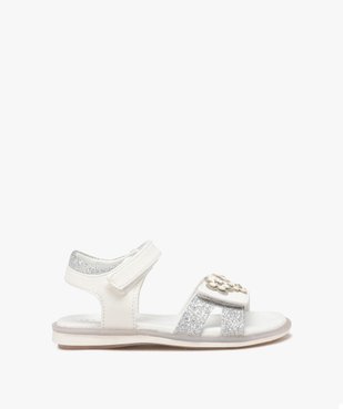 Sandales fille à scratch avec fleurs fantaisie et détails pailletés vue1 - GEMO (ENFANT) - GEMO