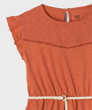 Robe fille en maille avec buste brodé et manches à volants vue2 - GEMO 4G FILLE - GEMO