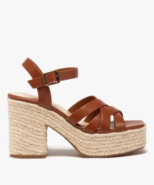 Sandales femme à talon plateforme en corde avec brides unies vue1 - GEMO(URBAIN) - GEMO