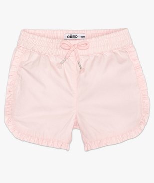 Short bébé fille en coton avec finitions froncées vue1 - GEMO(BEBE DEBT) - GEMO