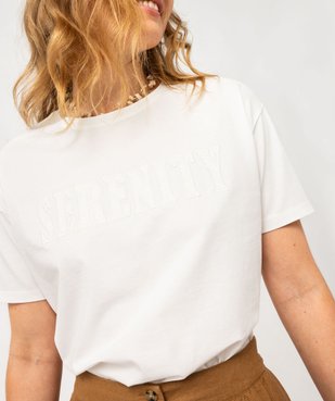 Tee-shirt à manches courte avec message brodé femme vue5 - GEMO(FEMME PAP) - GEMO