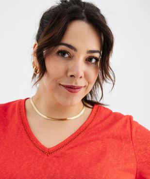 Tee-shirt manches courtes pailleté à col V femme grande taille vue5 - GEMO (G TAILLE) - GEMO