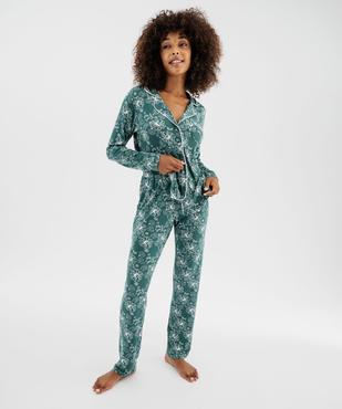 Pyjama deux pièces en viscose femme : chemise et pantalon vue1 - GEMO 4G FEMME - GEMO