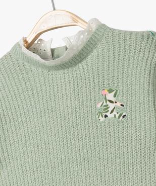 Pull en grosse maille douillette à col dentelle bébé fille - LuluCastagnette vue2 - LULUCASTAGNETTE - GEMO