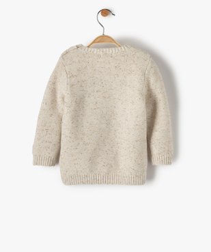 Pull bébé garçon an maille chinée avec tête d’ours brodée vue3 - GEMO(BEBE DEBT) - GEMO