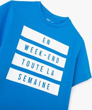 Tee-shirt à message manches courtes garçon vue2 - GEMO (JUNIOR) - GEMO