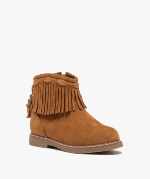 Boots fille en suédine unie avec col à franges vue2 - GEMO (ENFANT) - GEMO