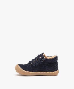 Chaussures premiers pas bébé garçon en cuir velours uni - NA! vue3 - NA! - GEMO