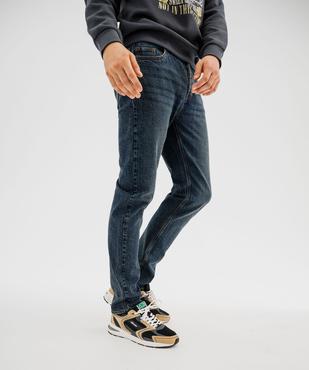 Jean straight en denim stretch délavé homme vue2 - GEMO 4G HOMME - GEMO