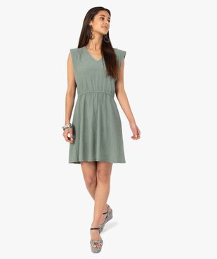 Robe femme en maille texturée avec col V scintillant vue2 - GEMO(FEMME PAP) - GEMO