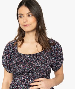 Robe de grossesse à manches courtes et buste smocké vue2 - GEMO (MATER) - GEMO
